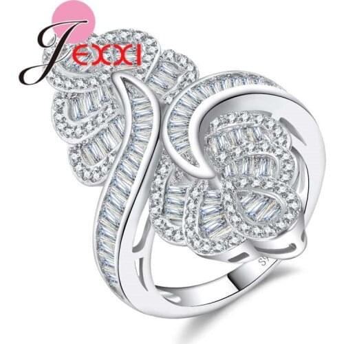 Fine Quality Unique Design 925 Sterling Silver Rings For Women Wedding Accessory Austrian Crystal Ring Fashion Jewelry
