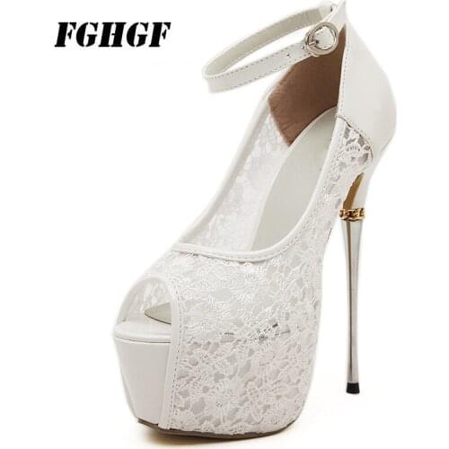 Lace Pattern WomenS High Heels Bare Toes Explicit Temperament Fine Tracking Black White Spring Autumn WomenS High Heels
