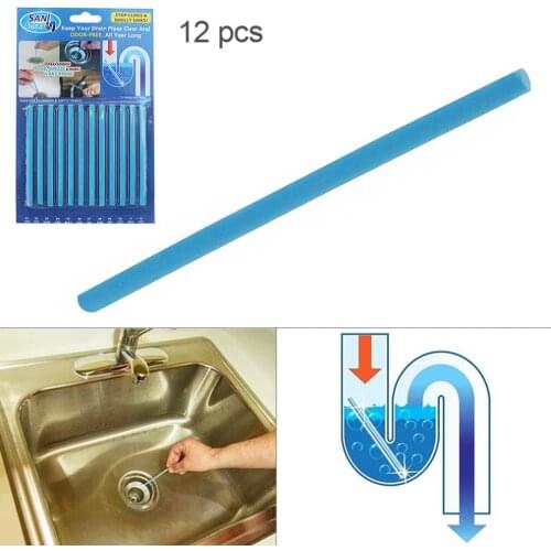 12pcs/lot Pipeline Bathtub Decontamination Drain Kitchen Sink filt Sani Sticks Sewer Cleaning Rod for Kitchens