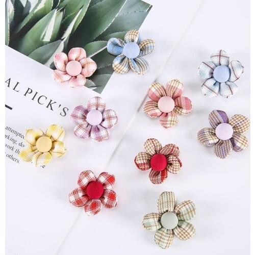15pcs/lot 4cm DIY cotton Five petals Patches Appliques For Clothes shoes Sewing Supplies DIY Hair Decoration