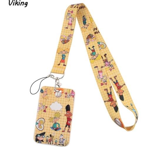 20pcs/lot G1600 Cartoon Lanyard Keychain keys Badge ID Mobile Phone Rope Neck Straps With Card Holder Cover
