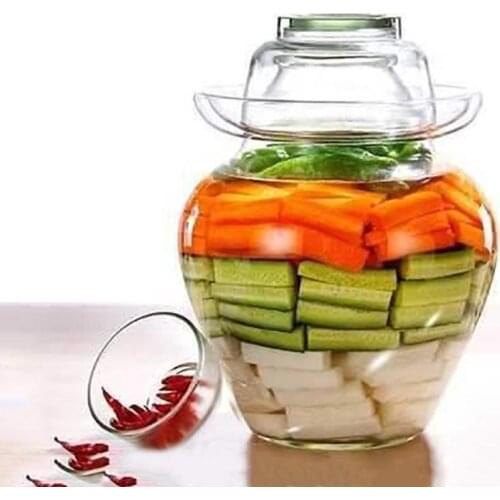 2500 ml / 5000 ml Transparent Glass Kimchi Jar Chinese Tradition Sealed Pickling Food Container Pickle Jars Pickled Storage Tank