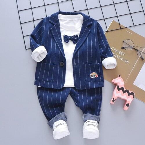 Toddler Kids Formal Costume Wedding Party Gentleman 3Pcs Outfit Infant Suit Children Clothing Set Spring Autumn Baby Boy Clothes
