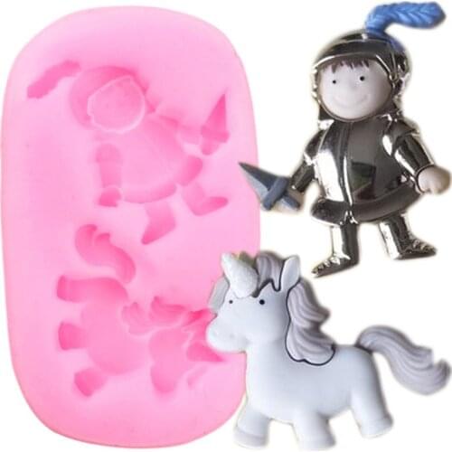 3D Unicorn Knight Silicone Molds Baby Birthday Fondant Cake Decorating Tools Polymer Clay Candy Chocolate Gumpaste Moulds