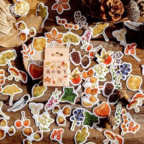 46 Pieces / Box Fall Leaves Falling Stickers DIY Travel Diary Scrapbook Album Decorations Labels Sticker Children Stationery