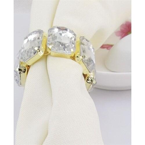 6Pcs/Lot Crystal Gold/Silver Alloy Napkin Rings Napkin Buckle For Wedding Hotel Banquet Restaurant Table Decoration Accessories