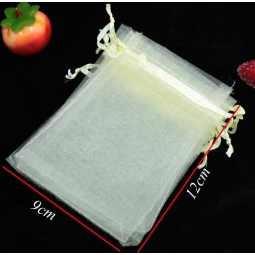 9x12cm Beige Jewelry Package Drawstring Jewelry Bags Small Drawstring Pouches Organza Bags 1000pcs/lot