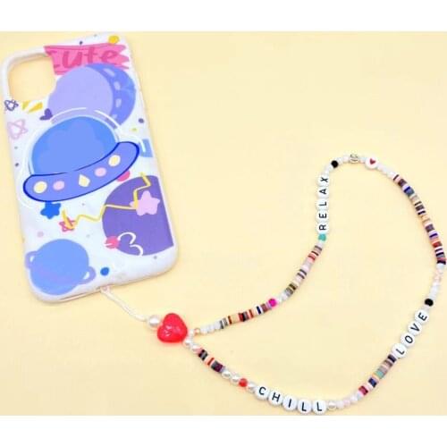 Boho Fashion Colorful Word Bead Key Chain Ropes Sling Lanyard Neck Strap Tassel Mobile Phone Wrist Strap Rope