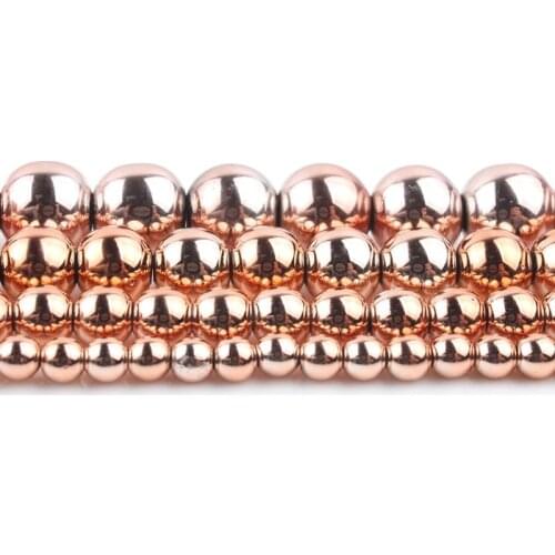 AA+ Rose Gold Hematite Natural Stone Beads Round Loose Spacer Beads For Jewelry Making Diy Bracelet 15'' 3/4/6/8/10mm