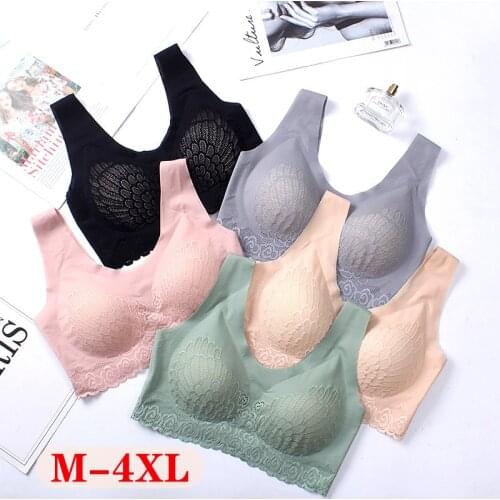 Women Sexy Latex Bra Seamless Sleeping Lingerie Shockproof Wirefree Bralette Soft Vest Top Underwear Bra bh Comfort Intimate XXL