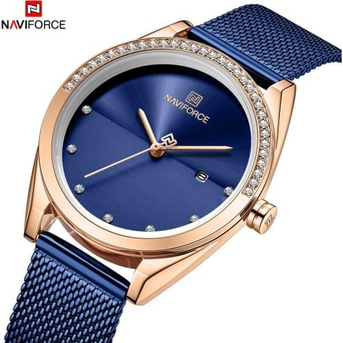 Women’s Watches NAVIFORCE Brand Women Fashion Quartz Watch Ladies Stainless Steel Strap Waterproof Wristwatch Analog Date Clock