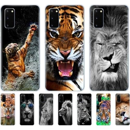 Silicon phone cover case for samsung galaxy S20 PLUS Ultra S10 lite cover for samsung note 10 plus lite Lion tiger Lovely Animal