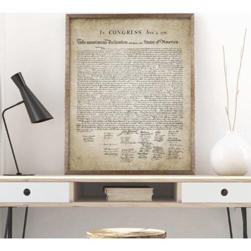 Declaration Of Independence Wall Art Canvas Painting July 4th 1776 American Independence Day Celebration Gift Poster Wall Decor