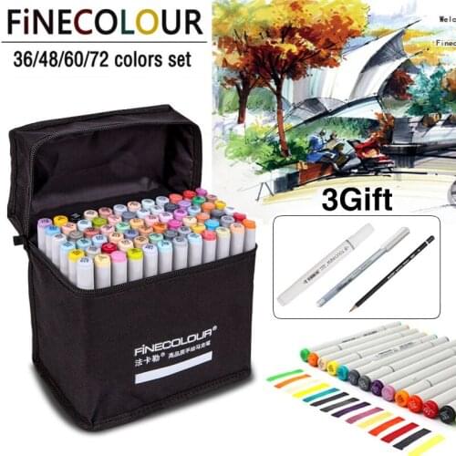 FINECOLOUR Double Headed Sketch Marker Pen Alcohol Based Art 36 48 60 72 Colors Painting Set Manga Drawing Design Supplies