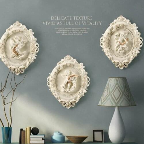 EUROPE RESIN CUPID ANGEL WALL MURAL CRAFTS WALL DECORATION HOME LIVINGROOM BACKGROUND PENDANT ORNAMENT 3D WALL STICKER ARTWORK