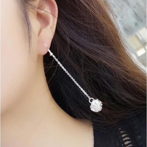 Ey596 Europe Trendy Vintage hollow geometric circle woven ball long tassel Pendant earrings Female charm jewelry accessories