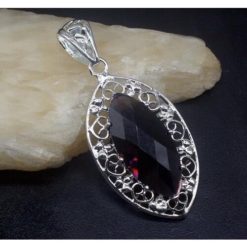 Gemstonefactory Jewelry Big Promotion 925 Silver Amazing New Arrival Purple Amethyst Women Ladies Gifts Necklace Pendant 0796