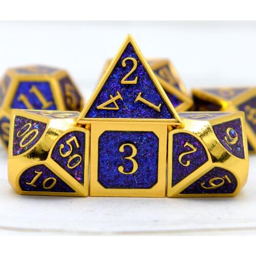 Haxtec Metal Glitter DND Dice Set D&D Gold Black Blue Purple Polyhedral Dice Roleplaying Games RPG Dice