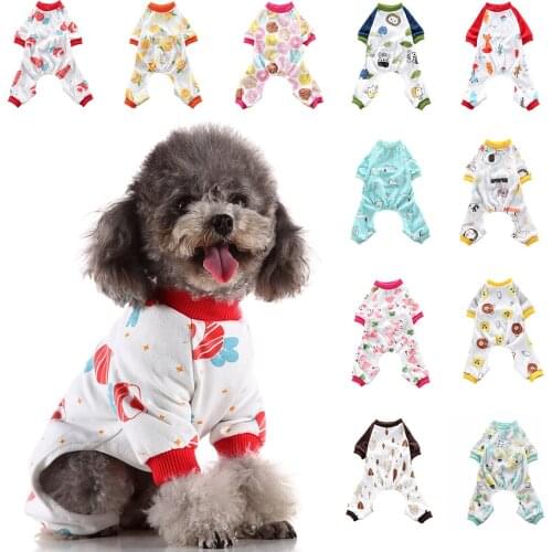 Pet Dog Cotton Print Jumpsuit Pajama Warm Puppy Bathrobe Jumpsuits Rompers Dogs Cat Teddy Kitten Sleepingwear Chihuahua Clothing