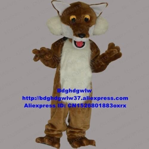Brown Long Fur Wolf Coyote Jackal Dhole Fox Mascot Costume Adult Character Outfit Suit Department Stage Performance zx19