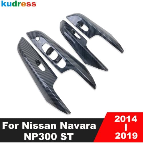 Interior Window Lift Switch Cover Trim For Nissan Navara NP300 ST 2014 2015 2016 2017 2018 2019 Carbon Fiber Car Accessories LHD