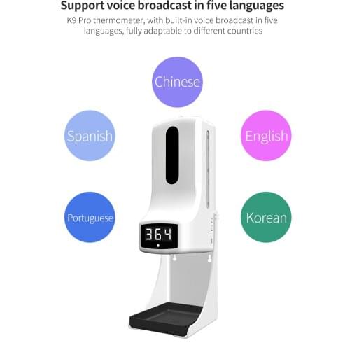 L2 in 1 No Contact Body Thermometer with Hand Sanitizer Dispenser - Light-Sensitive Distance Sensor + 1000ml Capacity Automatic