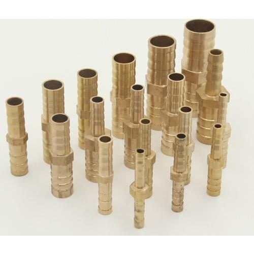 Brass 2 Way Reducing Straight Hose Barb Barbed Pipe Fitting Reducer Copper Coupler Connector Adapter for Air Fuel Gas Water