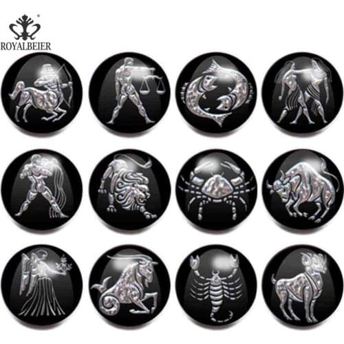 Hot Sale 12pcs/lot Mix Styles Snap Buttons DIY Fashion 12 Constellation Zodiac Print Fit 18mm/20mm DIY Snap Bracelet Jewelry