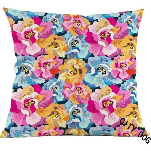 Japanese style geometry Abstract artistic ukiyo-e painting Flowers linen pillow Cushion cover Home sofa pillows cushions covers