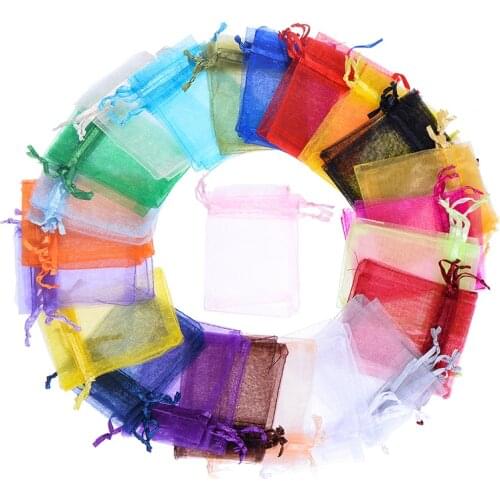 100pcs/Lot 7x9 13x18cm Organza Bags Christmas Wedding Party Candy Gift Bags Jewelry Packaging Favors Drawstring Bags & Pouches