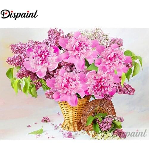 Dispaint Full Square/Round Drill 5D DIY Diamond Painting "Pink flower" Embroidery Cross Stitch 3D Home Decor A11821