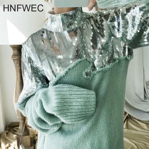 2019 New Turtleneck Sequin Sweatshirt Pullovers Casual Hot Sale Trendy Autumn Winter Knitting ClotheS Z494