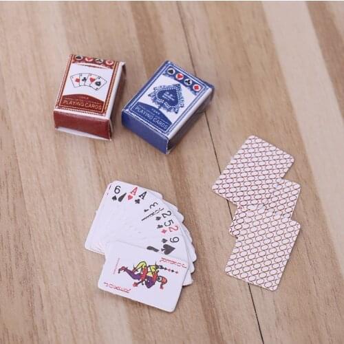 OOTDTY Mini Poker Card 2set Cute Miniature Dollhouse 1:12 Mini Poker Playing Cards Home Decoration Toys