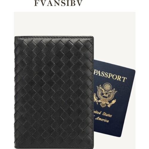 Authentic Leather Weave Passport Wallet Multi Card Slot Luxury Brand Simple Fashion Ultra-Thin Sheepskin Document Package 2021