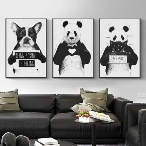 Panda Posters and Prints for Living Room Animals Canvas Picture Black and White Wall Art Frameless Home Room Decoration