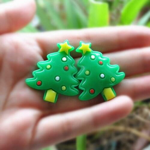 Resin Crafts For DIY Christmas Decoration 20pcs 38*31mm Lovely Flat Back Resin Cabochons Christmas Tree