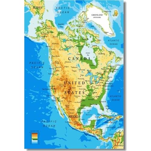 Custom Canvas Wall Decals Flags Map Of The United States Of America Poster California Map Wallpaper Office Wall Stickers #0629