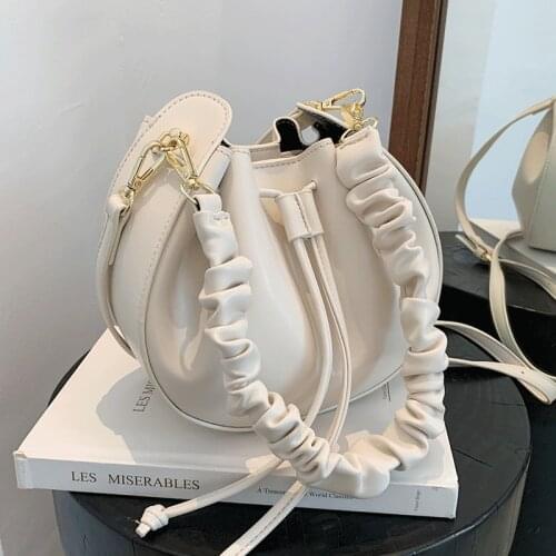 Simple Leather Shoulder Bag Women Messenger Bags Female Famous Brands Drawstring Crossbody Bag for Women New Casual Hobos Bags