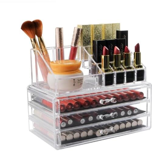 Acrylic Multifunction Makeup Organizer Clear Jewelry Storage Box Lipstick Collection Case Cosmetic Dust-proof Storage Box