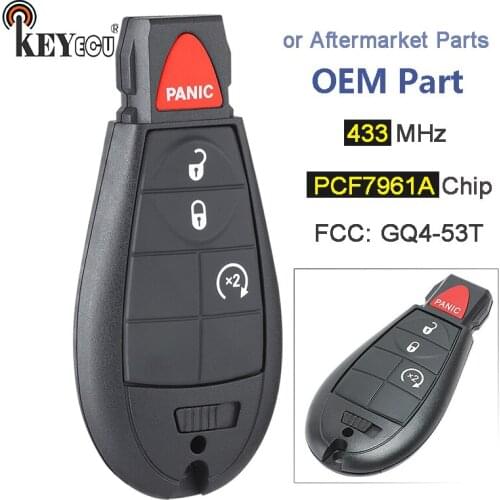 KEYECU 433MHz PCF7961A Chip FCC: GQ4-53T OEM Parts 3+1 4 Button Remote Star Remote Key Fob for Dodge RAM 1500 2500 3500 2013-20