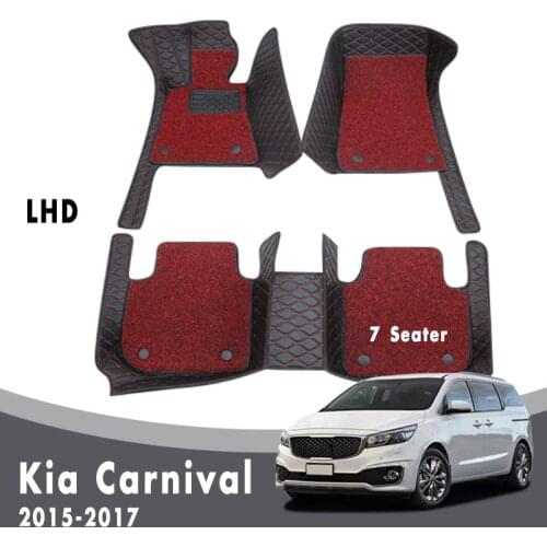 Luxury Double Layer Wire Loop Carpets For Kia Carnival Sedona 2017 2016 2015 (7 Seater) Car Floor Mats Interior Custom Leather