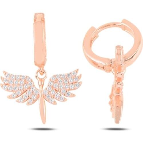 Silver 925 Sterling Angel Zircon Leading Team Earrings