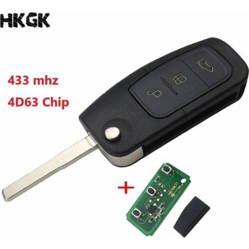3 Button Flip Folding Remote Control car Key for For Ford Car Mondeo Focus Fiesta Galaxy 4D63 or 4D60 Chip HU101 Blade 433 MHZ