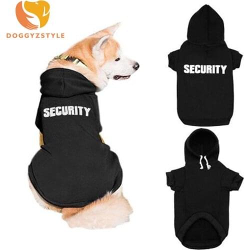 Pet Dog Hoodies Warm SECURITY Printed Coat Jacket Dog Sweatshirt Puppy Cat Apparel For Small Medium Dogs Teddy Chihuahua