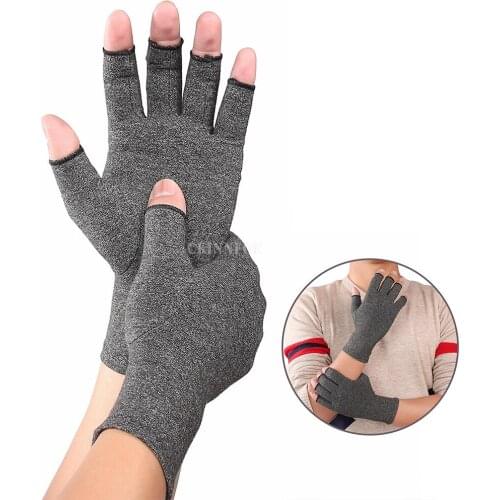 100Pair/Lot Half Finger Cycling Gloves Arthritis Pressure Health Gloves Ash Elastic Breathable Rehabilitation Motorcycle Gloves