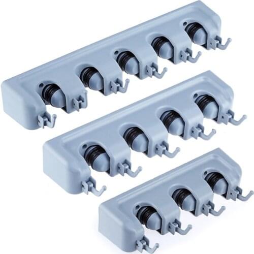 For Mop Brush Broom Hanger Organizer Kitchen Hanging ToolWall Mounted 3/4/5 Position Kitchen Shelf Storage Holder