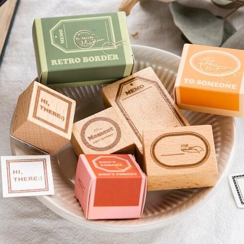 Vintage Blank Time Series Labels Stamp DIY Wooden Rubber Stamps For Scrapbooking Stationery Scrapbooking Standard Stamp