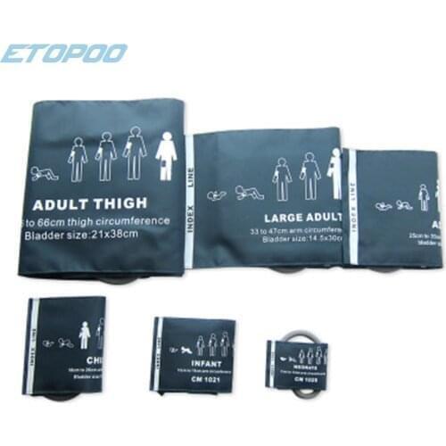 High Quality Six Size Reusable Blood Arm Pressure Cuff With Single Tube (Neonate/Infant/Child/Adult/Large Adult/Thigh)