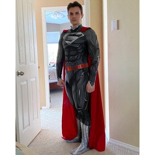 Adults Kids Black Blue Superhero Cosplay Costume Man of Steel Suit Halloween Zentai Bodysuit