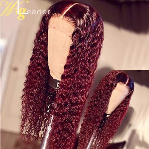 Wigleader Red Curly Remy Human Hair Lace Front Wigs Preplucked 180% Density Curly Lace Frontal Wigs Red Remy Human Hair Wigs